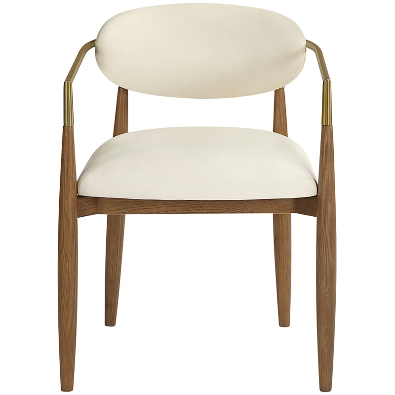 Meridian Furniture Riccio Cream Vegan Leather Dining Arm Chair (Set of 2)