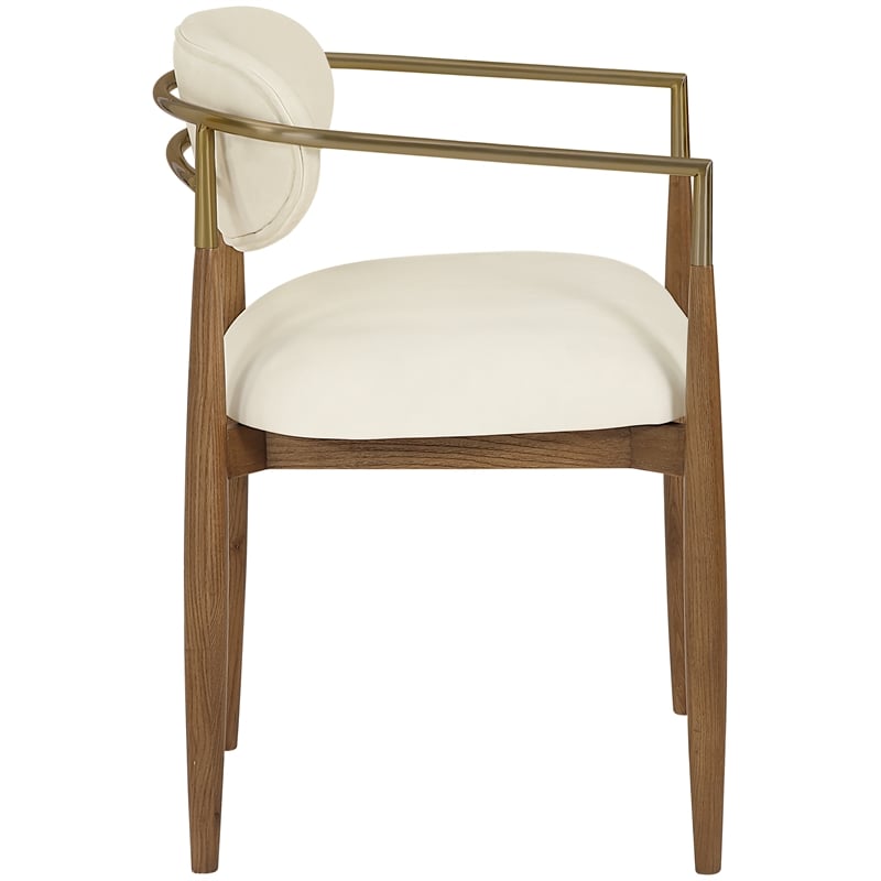 Meridian Furniture Riccio Cream Vegan Leather Dining Arm Chair (Set of 2)