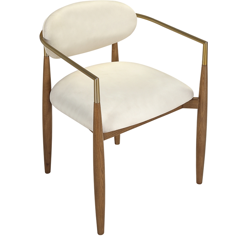 Meridian Furniture Riccio Cream Vegan Leather Dining Arm Chair (Set of 2)