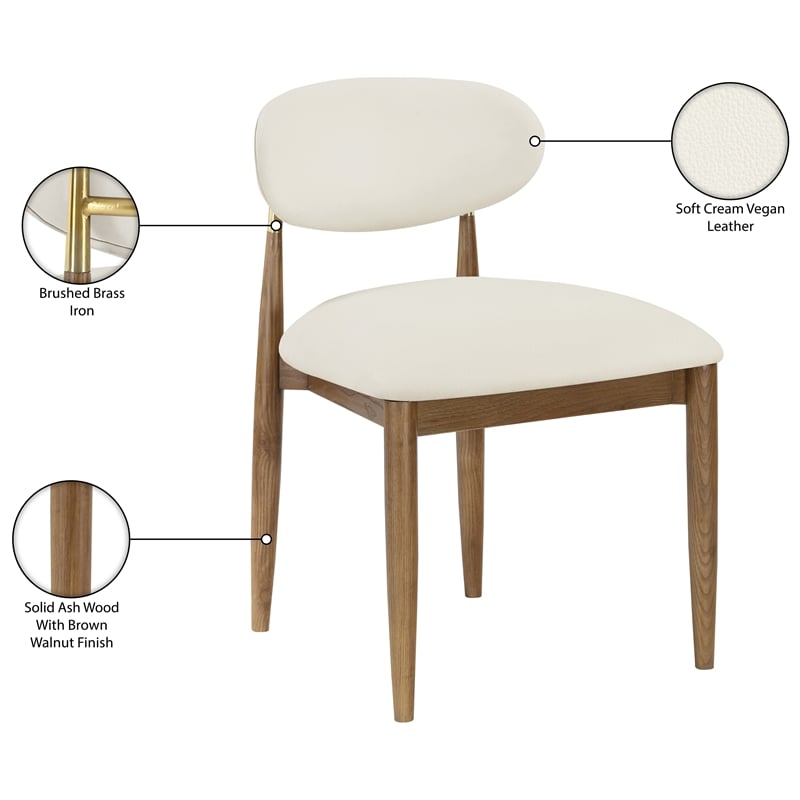 Meridian Furniture Riccio Cream Vegan Leather Dining Side Chair (Set of 2)