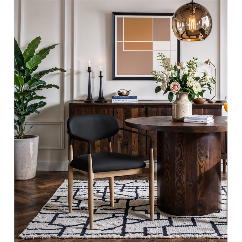 Meridian Furniture Riccio Black Vegan Leather Dining Arm Chair (Set of 2)