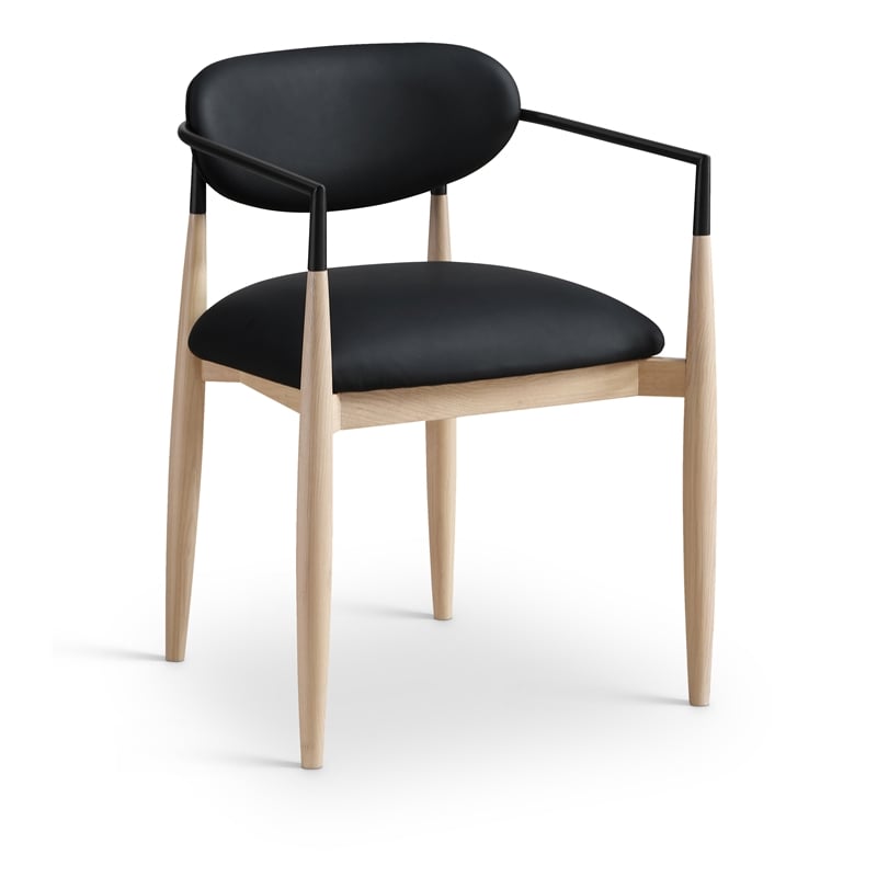 Meridian Furniture Riccio Black Vegan Leather Dining Arm Chair (Set of 2)