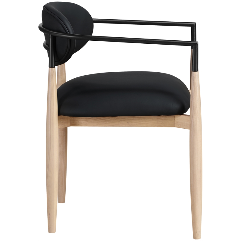 Meridian Furniture Riccio Black Vegan Leather Dining Arm Chair (Set of 2)