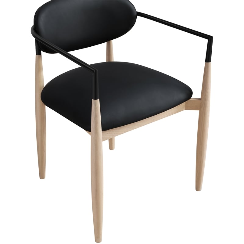 Meridian Furniture Riccio Black Vegan Leather Dining Arm Chair (Set of 2)