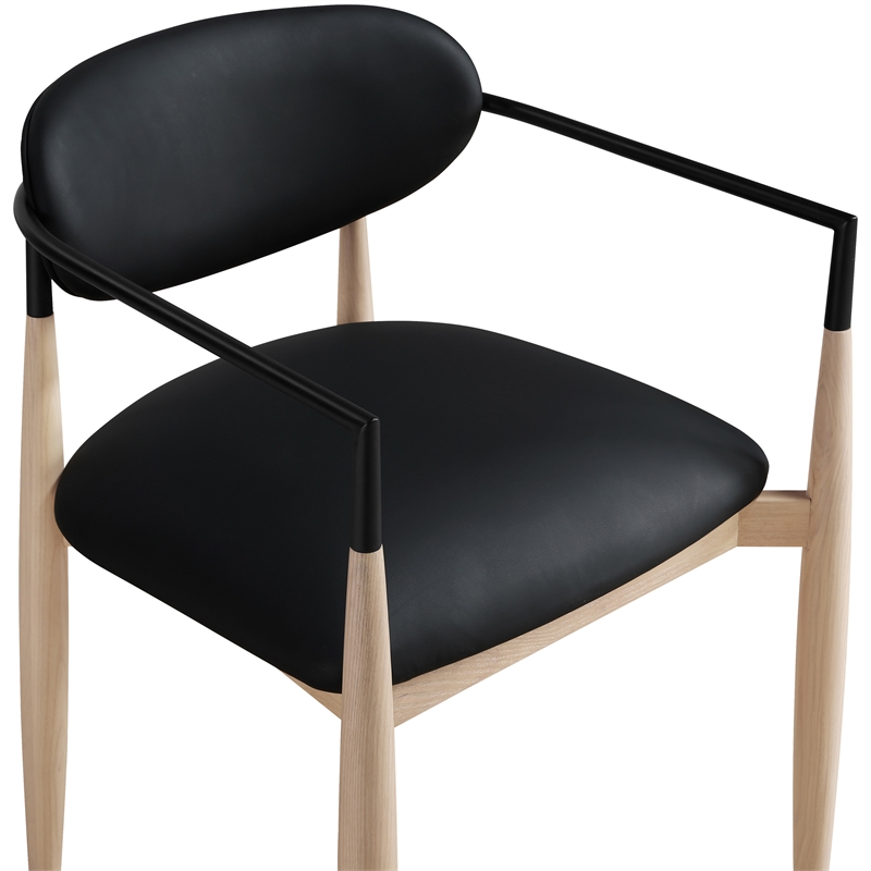 Meridian Furniture Riccio Black Vegan Leather Dining Arm Chair (Set of 2)