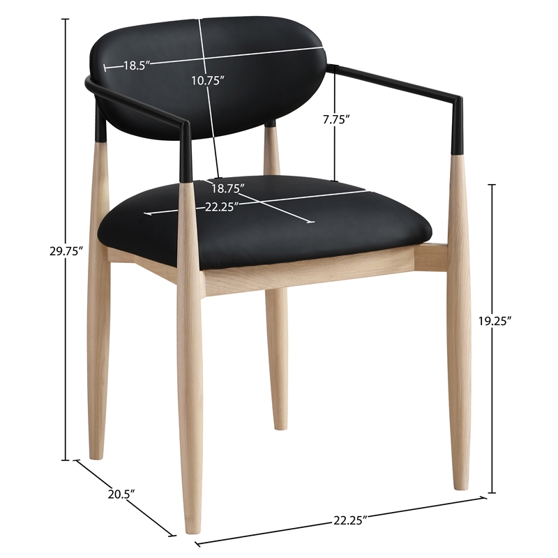 Meridian Furniture Riccio Black Vegan Leather Dining Arm Chair (Set of 2)