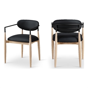 Meridian Furniture Riccio Black Vegan Leather Dining Arm Chair (Set of 2)