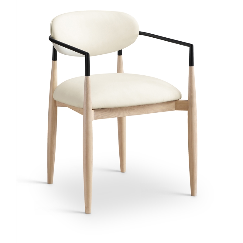 Meridian Furniture Riccio Cream Vegan Leather Dining Arm Chair (Set of 2)