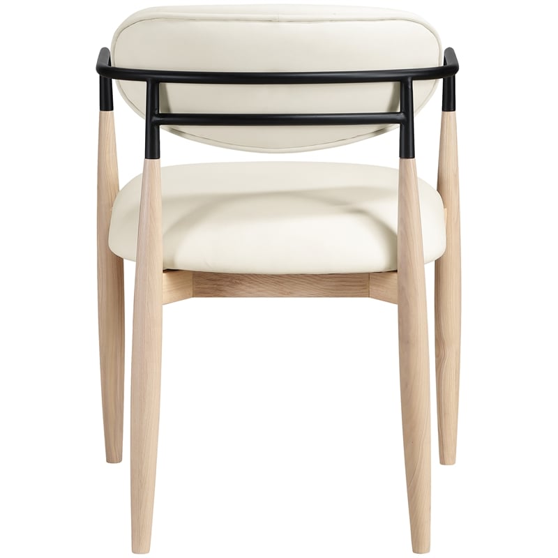 Meridian Furniture Riccio Cream Vegan Leather Dining Arm Chair (Set of 2)