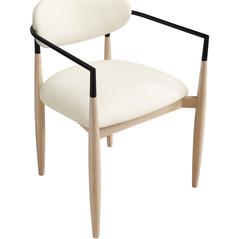 Meridian Furniture Riccio Cream Vegan Leather Dining Arm Chair (Set of 2)