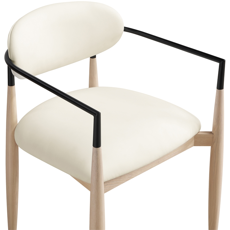 Meridian Furniture Riccio Cream Vegan Leather Dining Arm Chair (Set of 2)