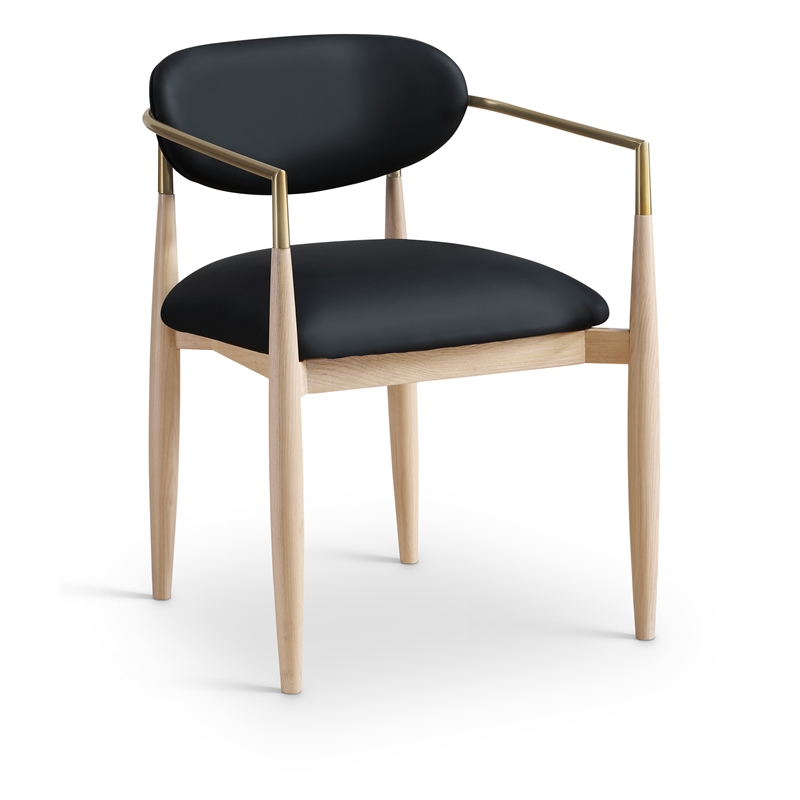 Meridian Furniture Riccio Black Vegan Leather Dining Arm Chair (Set of 2)