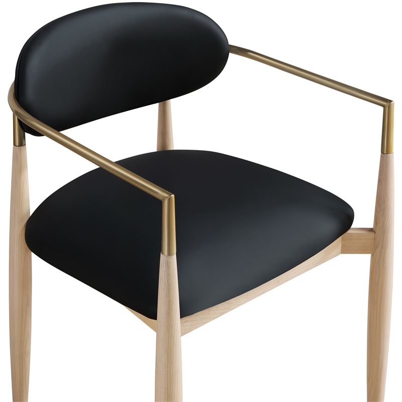 Meridian Furniture Riccio Black Vegan Leather Dining Arm Chair (Set of 2)