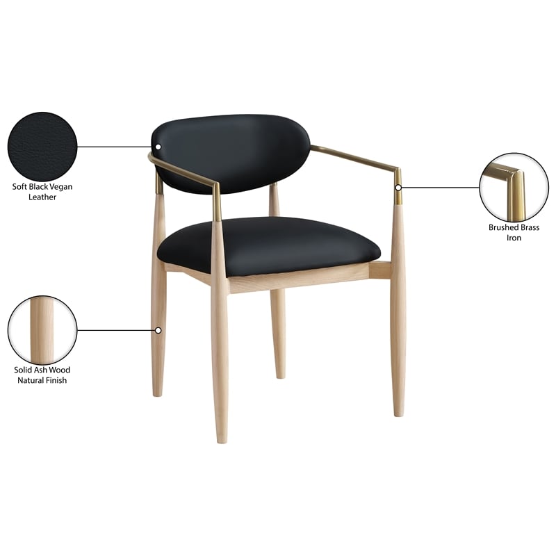 Meridian Furniture Riccio Black Vegan Leather Dining Arm Chair (Set of 2)