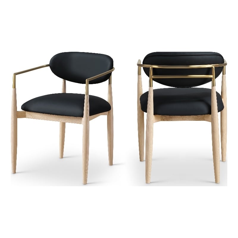 Meridian Furniture Riccio Black Vegan Leather Dining Arm Chair (Set of 2)