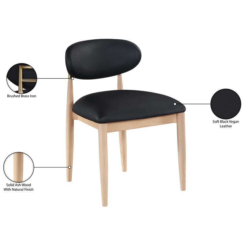 Meridian Furniture Riccio Black Vegan Leather Dining Side Chair (Set of 2)