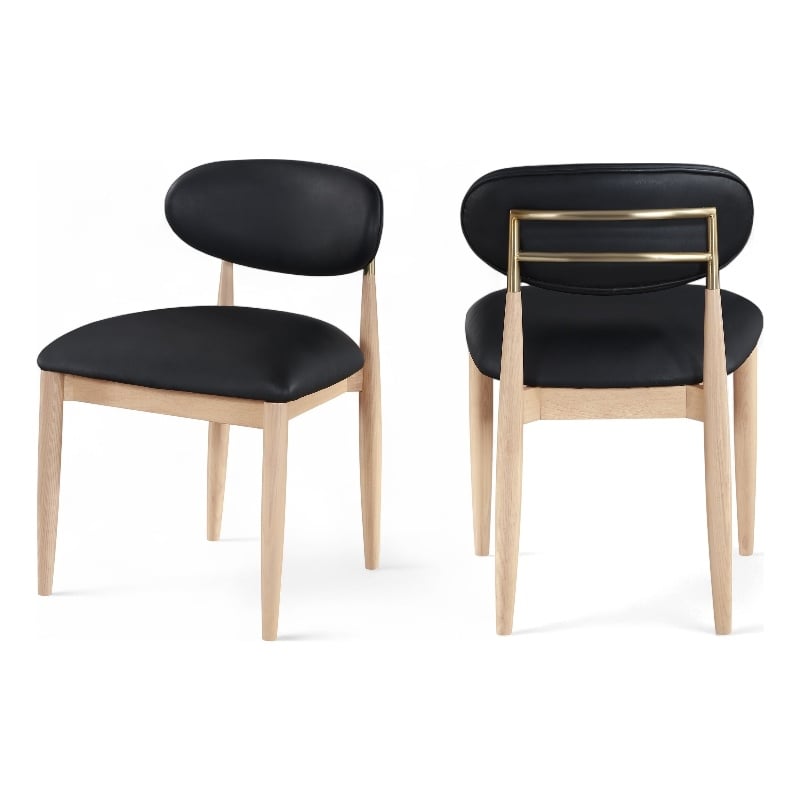 Meridian Furniture Riccio Black Vegan Leather Dining Side Chair (Set of 2)