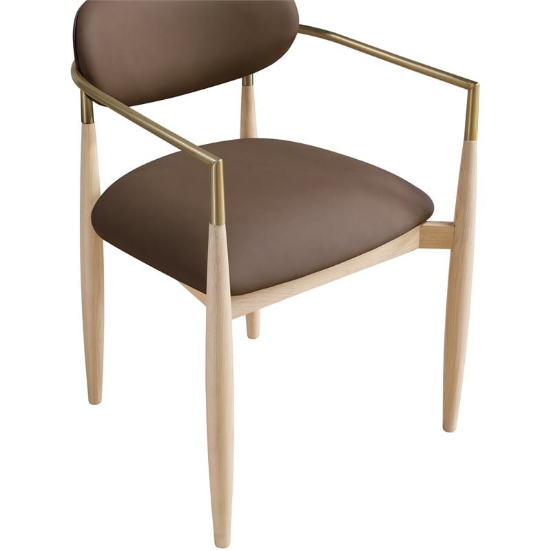 Meridian Furniture Riccio Brown Vegan Leather Dining Arm Chair (Set of 2)