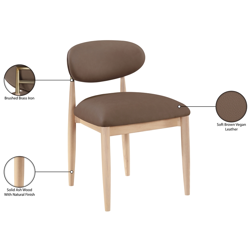 Meridian Furniture Riccio Brown Vegan Leather Dining Side Chair (Set of 2)
