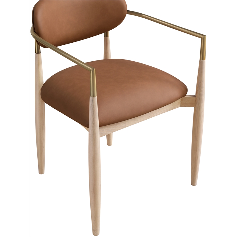 Meridian Furniture Riccio Cognac Vegan Leather Dining Arm Chair (Set of 2)