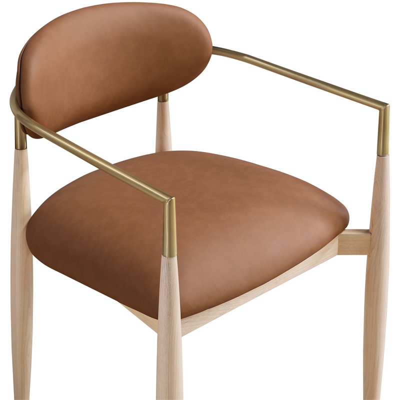 Meridian Furniture Riccio Cognac Vegan Leather Dining Arm Chair (Set of 2)
