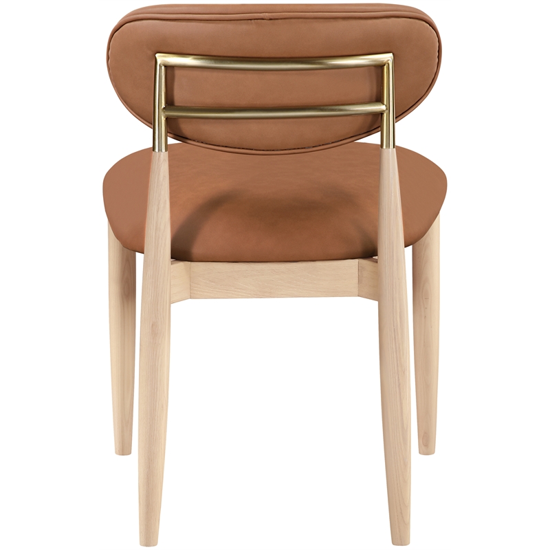 Meridian Furniture Riccio Cognac Vegan Leather Dining Side Chair (Set of 2)