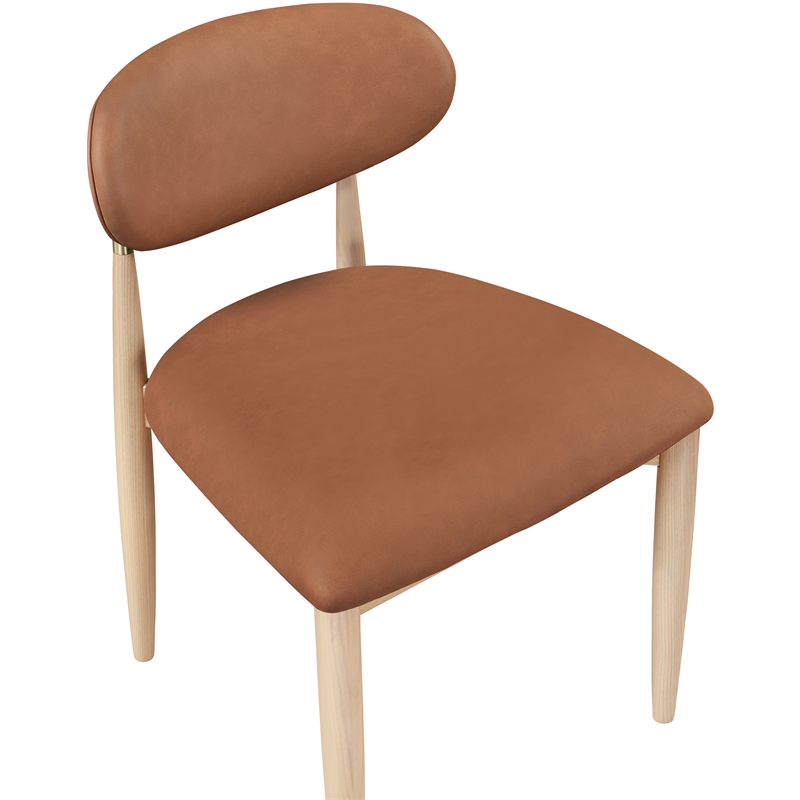 Meridian Furniture Riccio Cognac Vegan Leather Dining Side Chair (Set of 2)