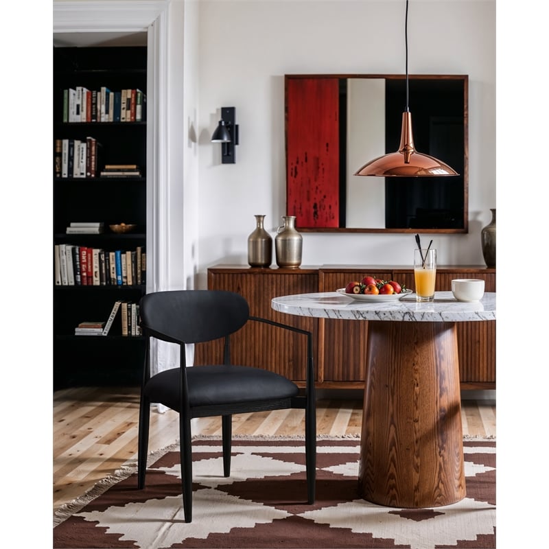 Meridian Furniture Riccio Black Vegan Leather Dining Arm Chair (Set of 2)