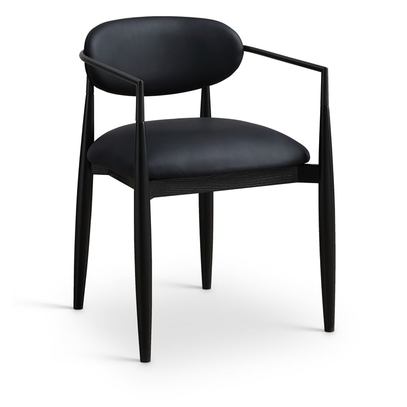 Meridian Furniture Riccio Black Vegan Leather Dining Arm Chair (Set of 2)
