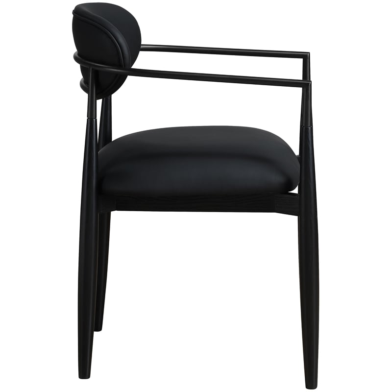 Meridian Furniture Riccio Black Vegan Leather Dining Arm Chair (Set of 2)