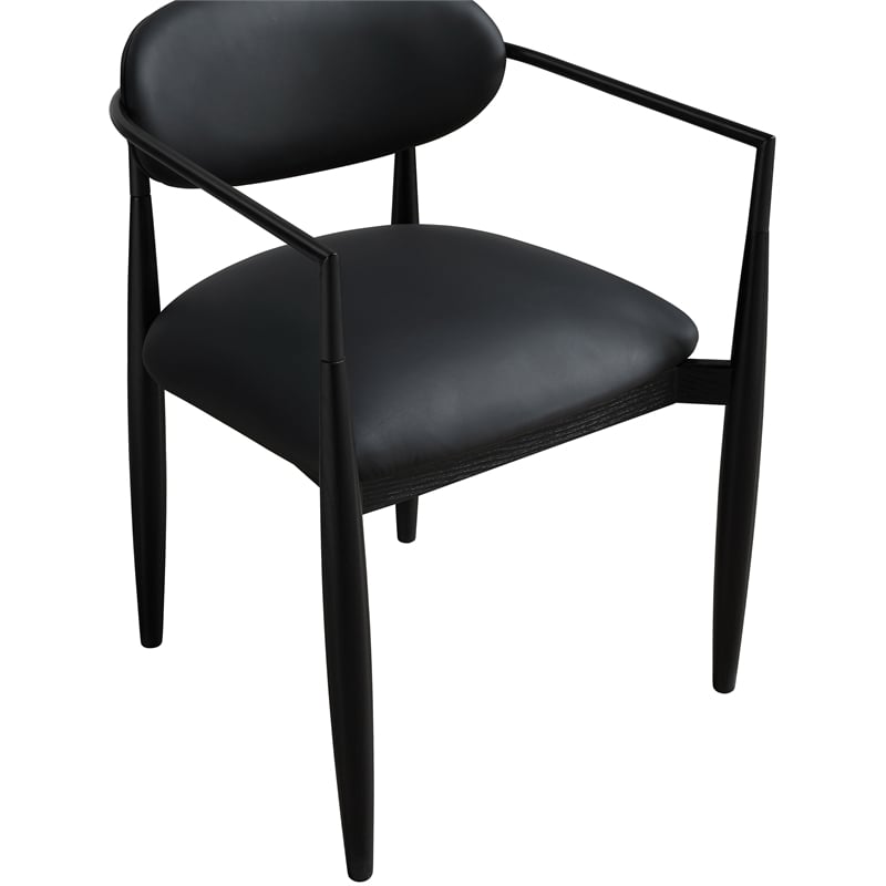 Meridian Furniture Riccio Black Vegan Leather Dining Arm Chair (Set of 2)