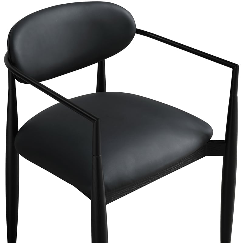 Meridian Furniture Riccio Black Vegan Leather Dining Arm Chair (Set of 2)