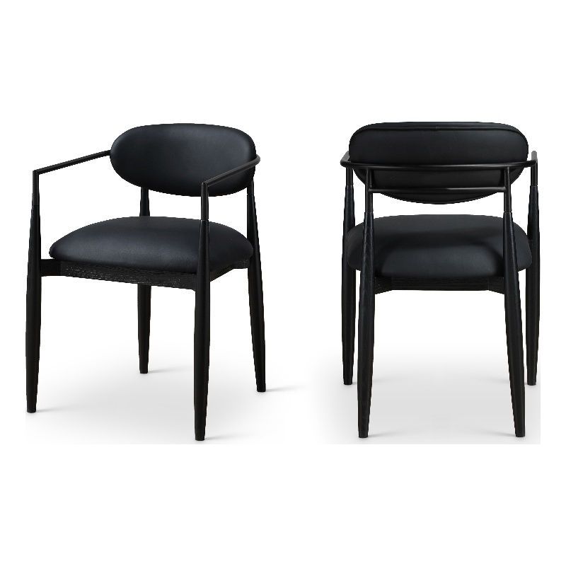 Meridian Furniture Riccio Black Vegan Leather Dining Arm Chair (Set of 2)