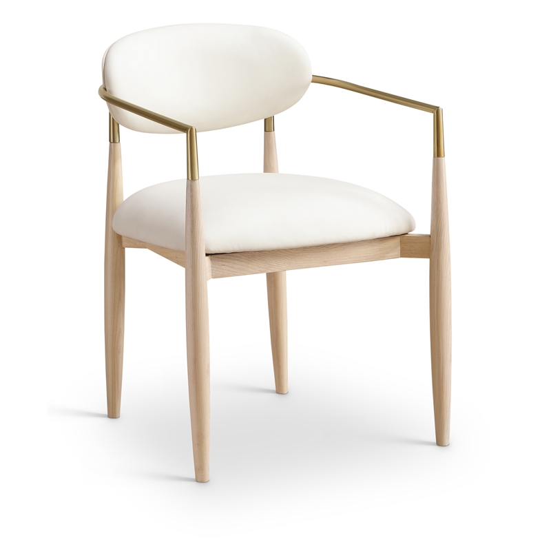 Meridian Furniture Riccio Cream Vegan Leather Dining Arm Chair (Set of 2)