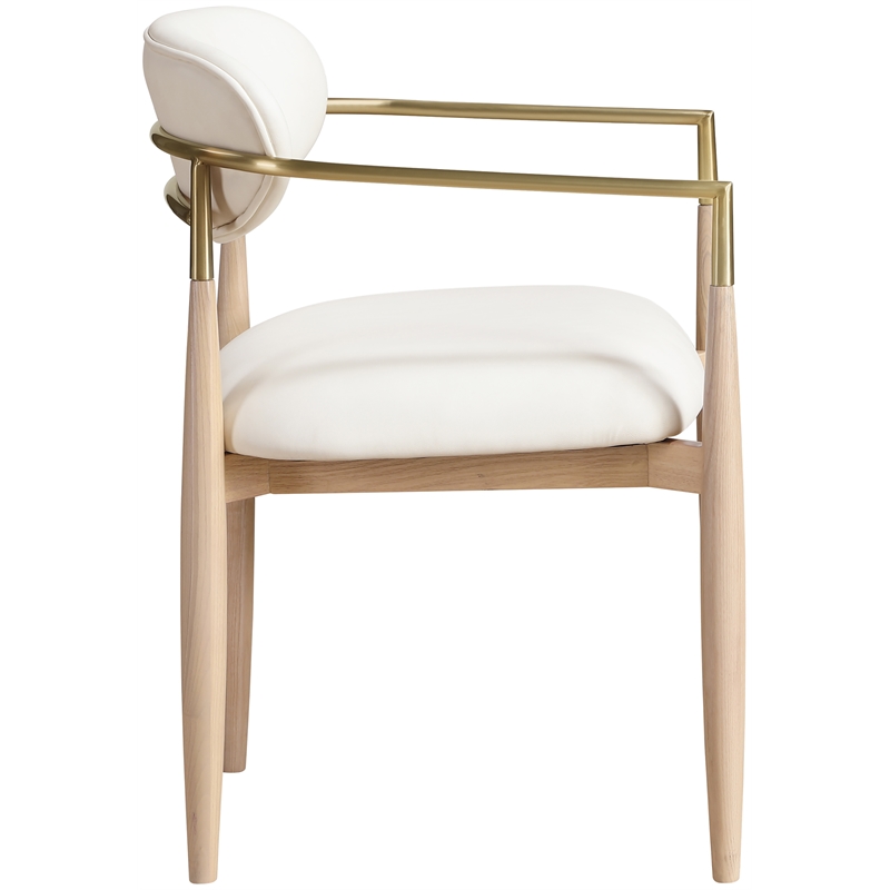 Meridian Furniture Riccio Cream Vegan Leather Dining Arm Chair (Set of 2)
