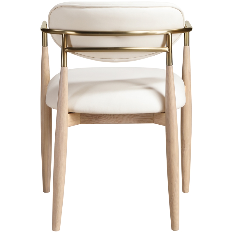 Meridian Furniture Riccio Cream Vegan Leather Dining Arm Chair (Set of 2)