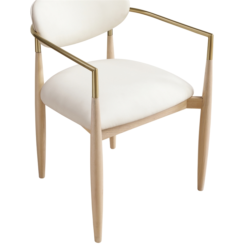 Meridian Furniture Riccio Cream Vegan Leather Dining Arm Chair (Set of 2)