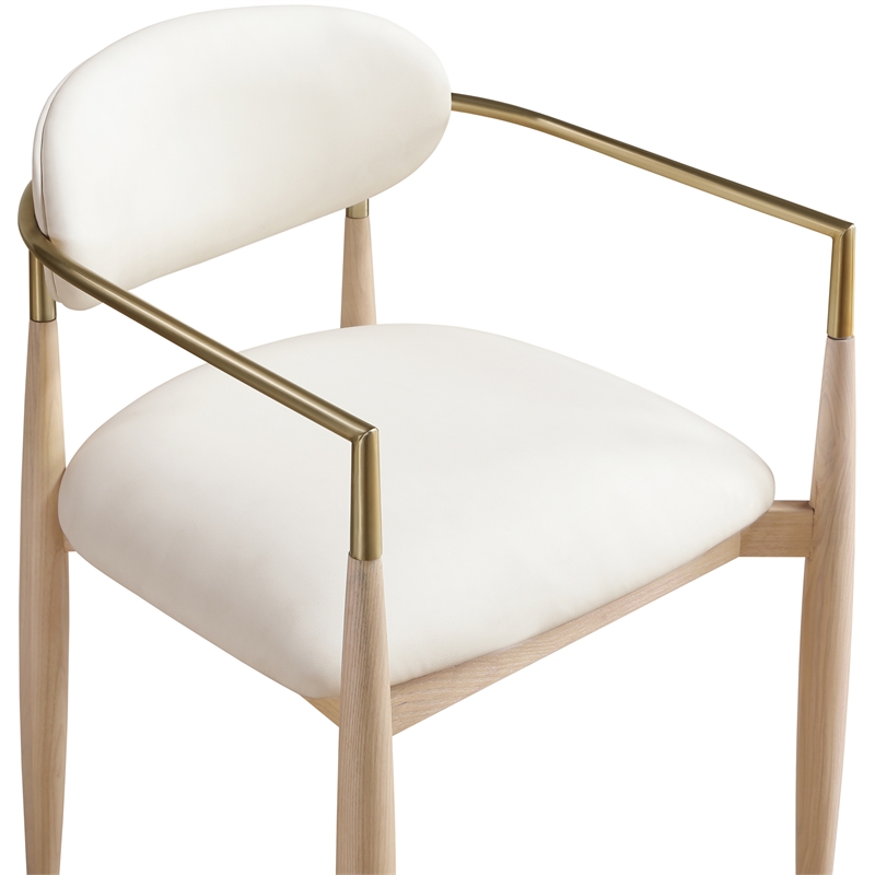 Meridian Furniture Riccio Cream Vegan Leather Dining Arm Chair (Set of 2)