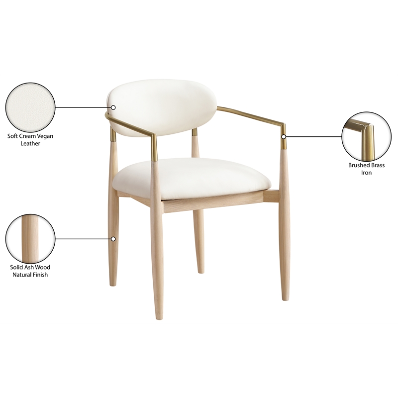 Meridian Furniture Riccio Cream Vegan Leather Dining Arm Chair (Set of 2)