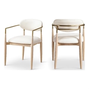 Meridian Furniture Riccio Cream Vegan Leather Dining Arm Chair (Set of 2)