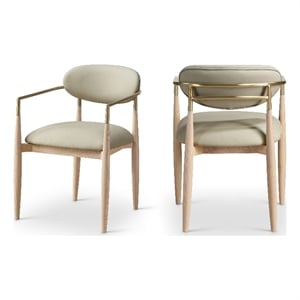 Meridian Furniture Riccio Taupe Vegan Leather Dining Arm Chair (Set of 2)