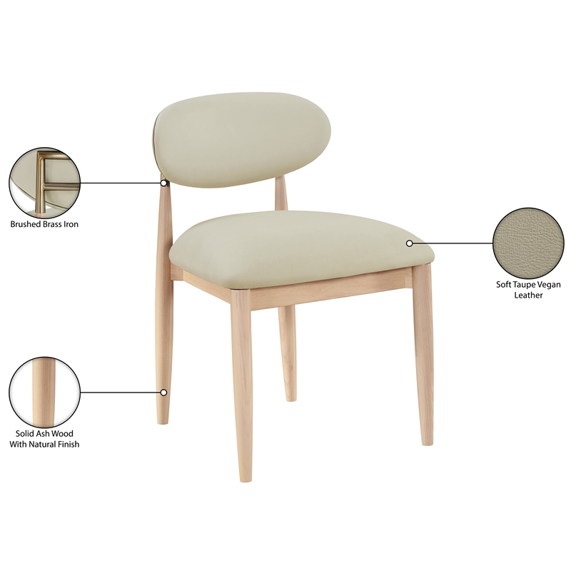 Meridian Furniture Riccio Taupe Vegan Leather Dining Side Chair (Set of 2)