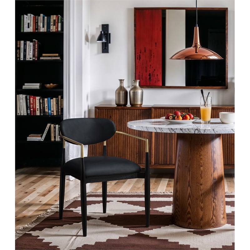 Meridian Furniture Riccio Black Vegan Leather Dining Arm Chair (Set of 2)