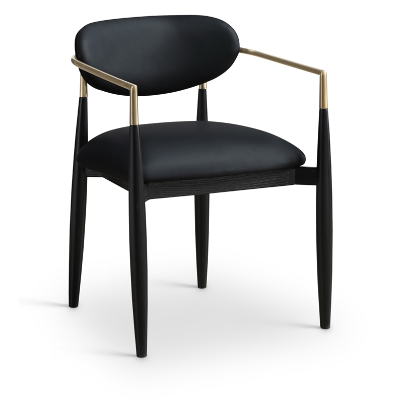 Meridian Furniture Riccio Black Vegan Leather Dining Arm Chair (Set of 2)