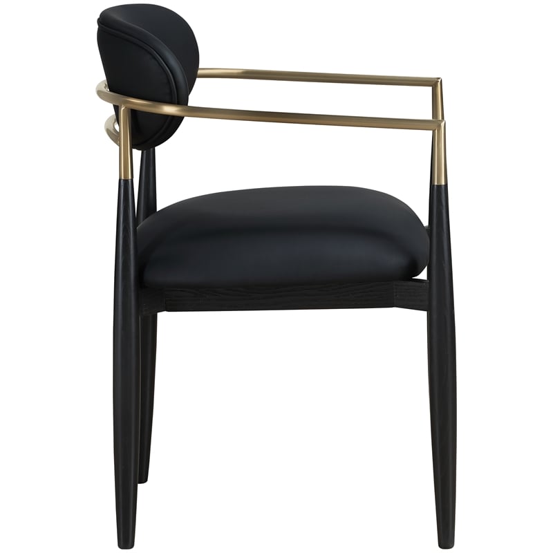 Meridian Furniture Riccio Black Vegan Leather Dining Arm Chair (Set of 2)