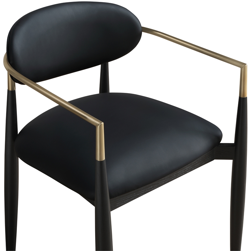 Meridian Furniture Riccio Black Vegan Leather Dining Arm Chair (Set of 2)