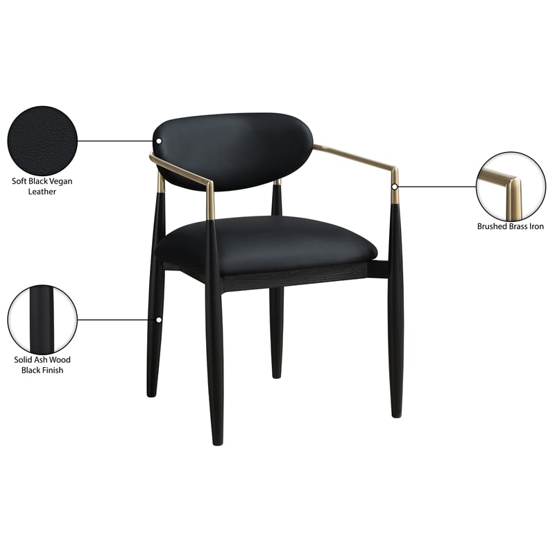 Meridian Furniture Riccio Black Vegan Leather Dining Arm Chair (Set of 2)