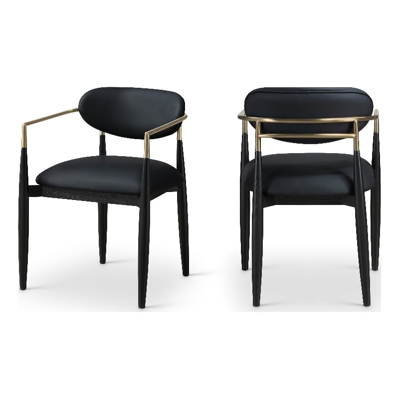 Meridian Furniture Riccio Black Vegan Leather Dining Arm Chair (Set of 2)