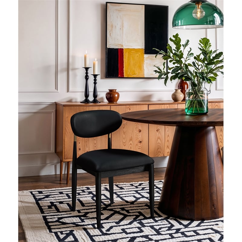 Meridian Furniture Riccio Black Vegan Leather Dining Side Chair (Set of 2)