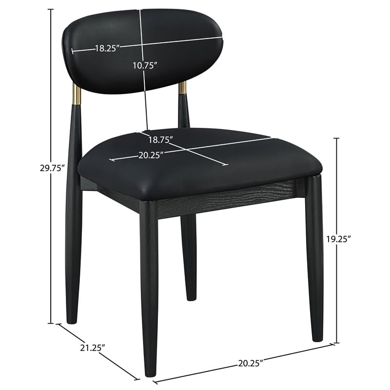 Meridian Furniture Riccio Black Vegan Leather Dining Side Chair (Set of 2)